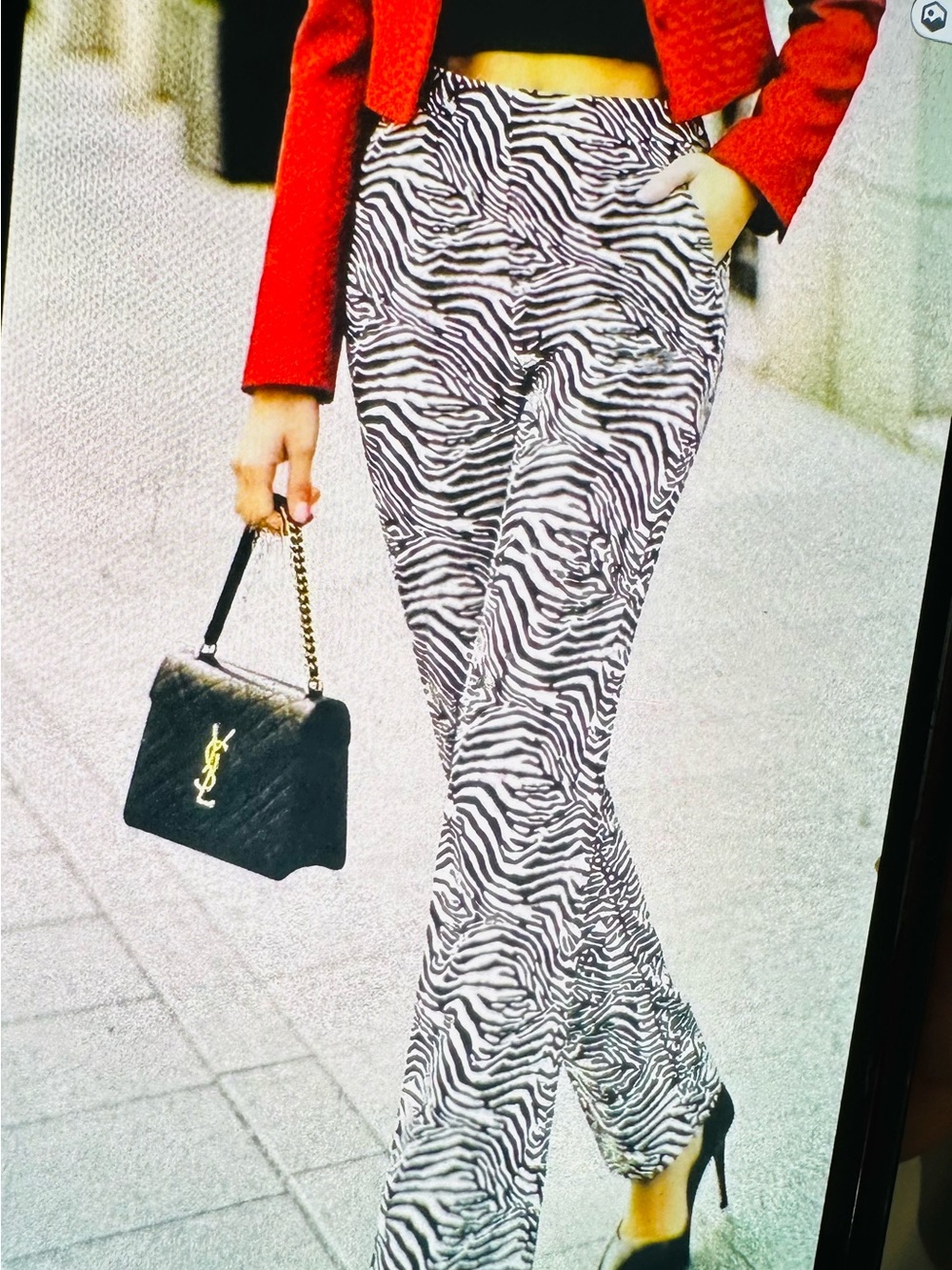 Express pull up Zebra Print Wide-Leg Pants - Black & White